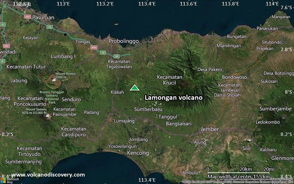 Satellite/aerial-type map of Lamongan volcano (local scale small)