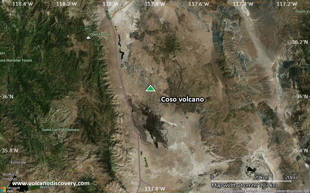 Satellite/aerial-type map of Coso volcano (local scale small)