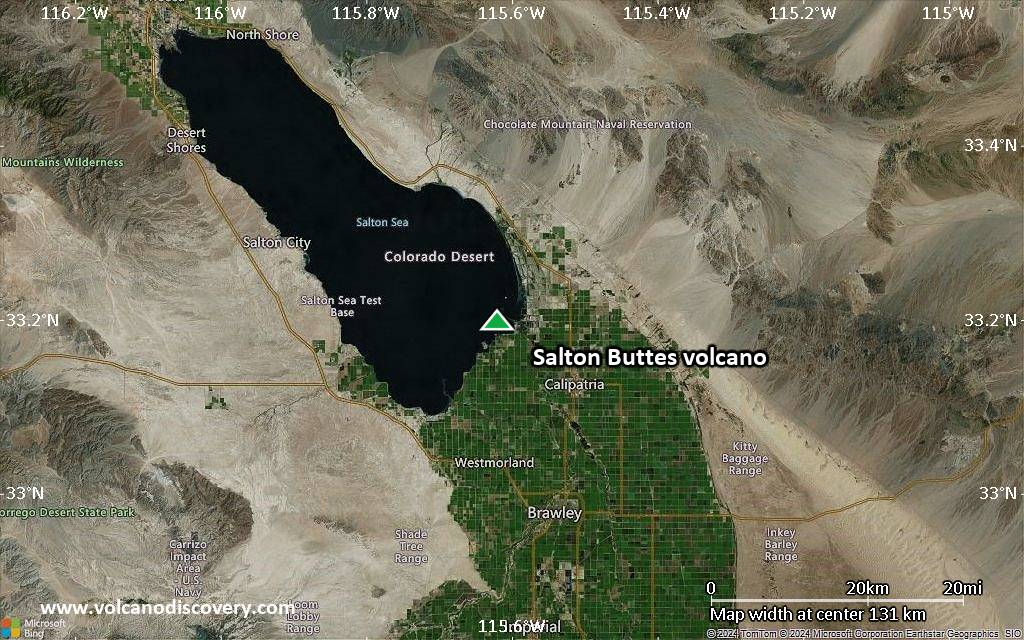 Satellite/aerial-type map of Salton Buttes volcano (local scale small)