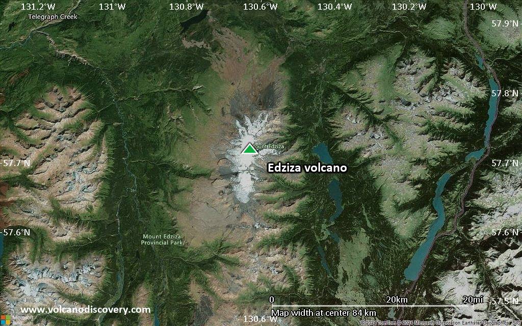 Satellite/aerial-type map of Edziza volcano (local scale small)