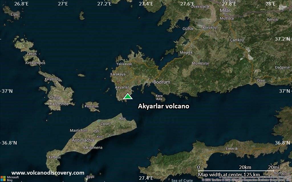 Satellite/aerial-type map of Akyarlar volcano (local scale small)