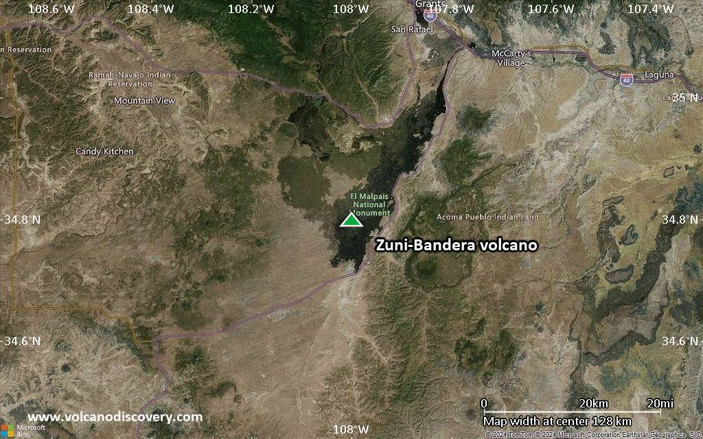 Satellite/aerial-type map of Zuni-Bandera volcano (local scale small)