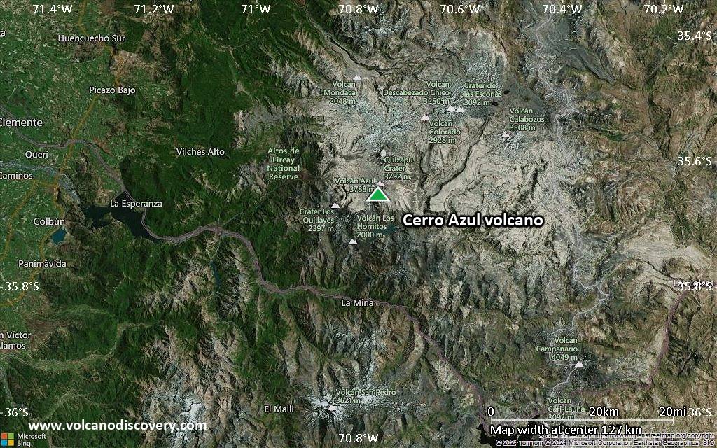 Satellite/aerial-type map of Cerro Azul volcano (local scale small)