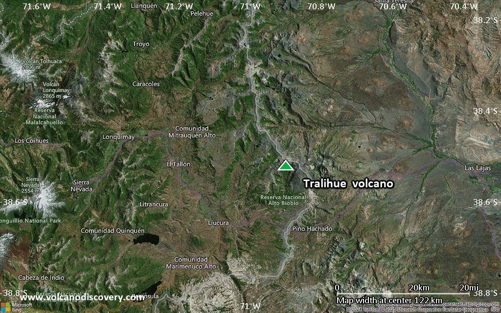 Satellite/aerial-type map of Tralihue volcano (local scale small)