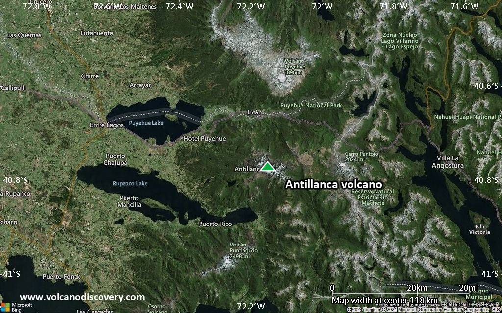 Satellite/aerial-type map of Antillanca volcano (local scale small)