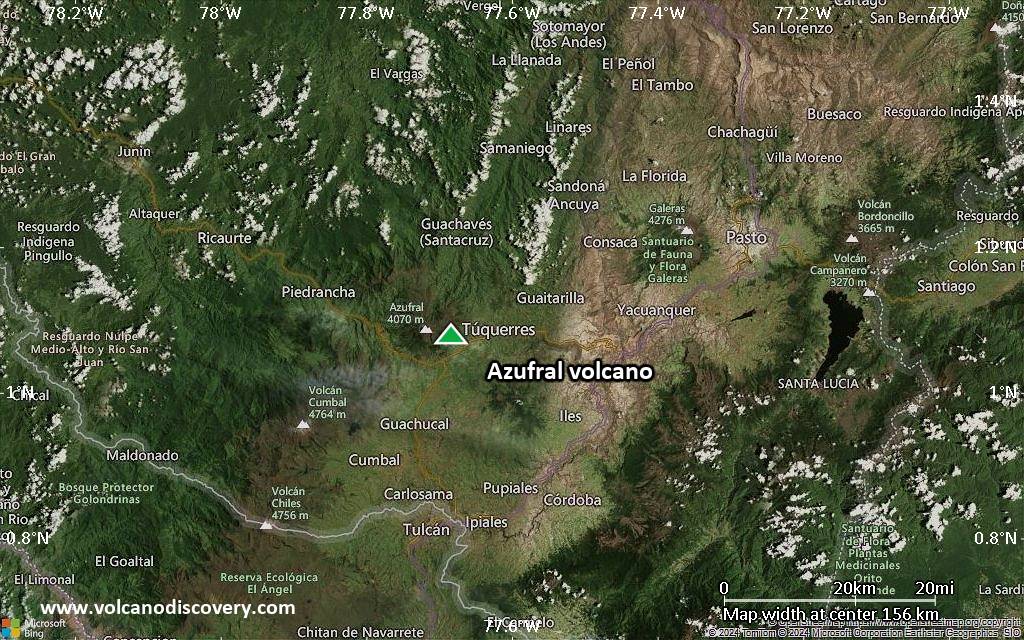 Satellite/aerial-type map of Azufral volcano (local scale small)