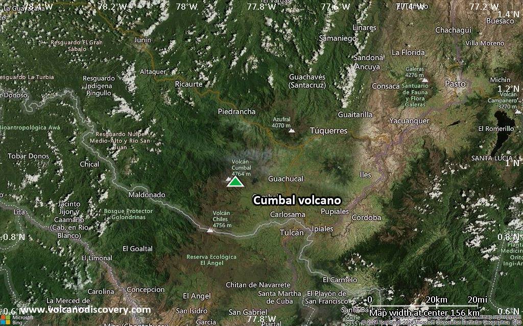 Satellite/aerial-type map of Cumbal volcano (local scale small)