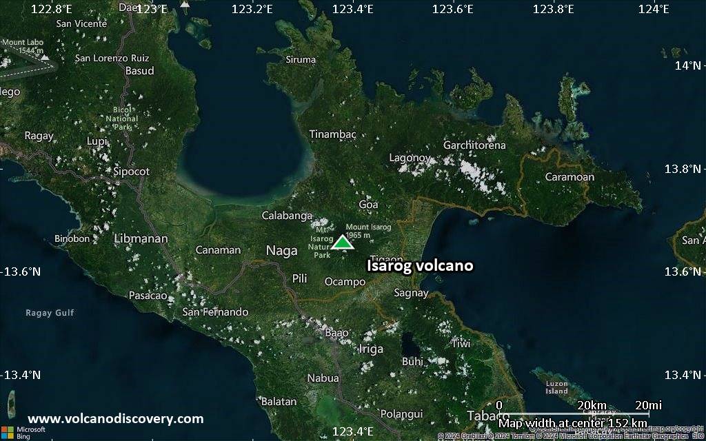 Satellite/aerial-type map of Isarog volcano (local scale small)