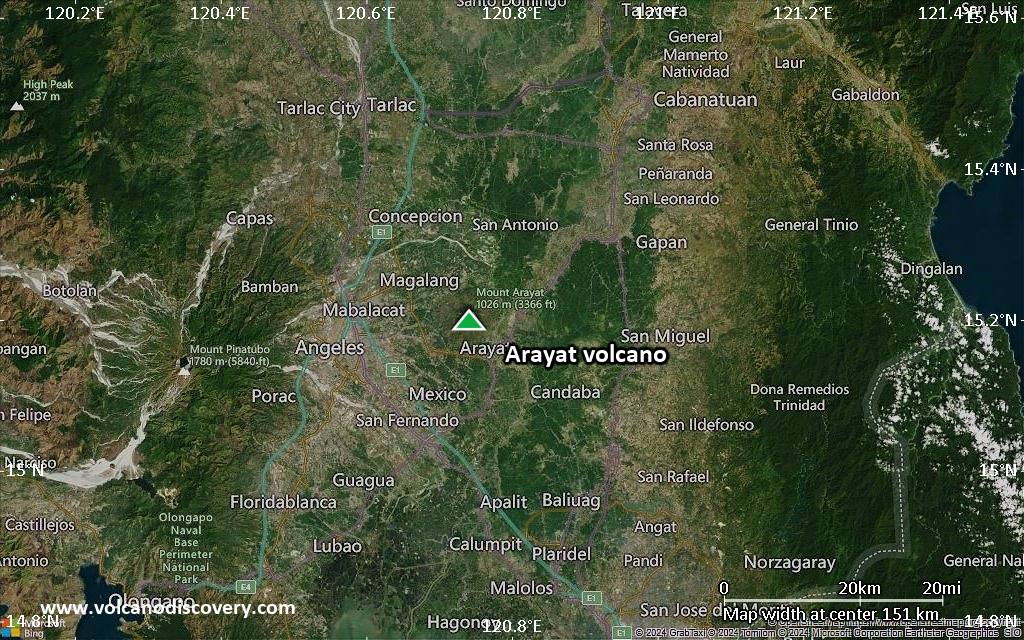 Satellite/aerial-type map of Arayat volcano (local scale small)
