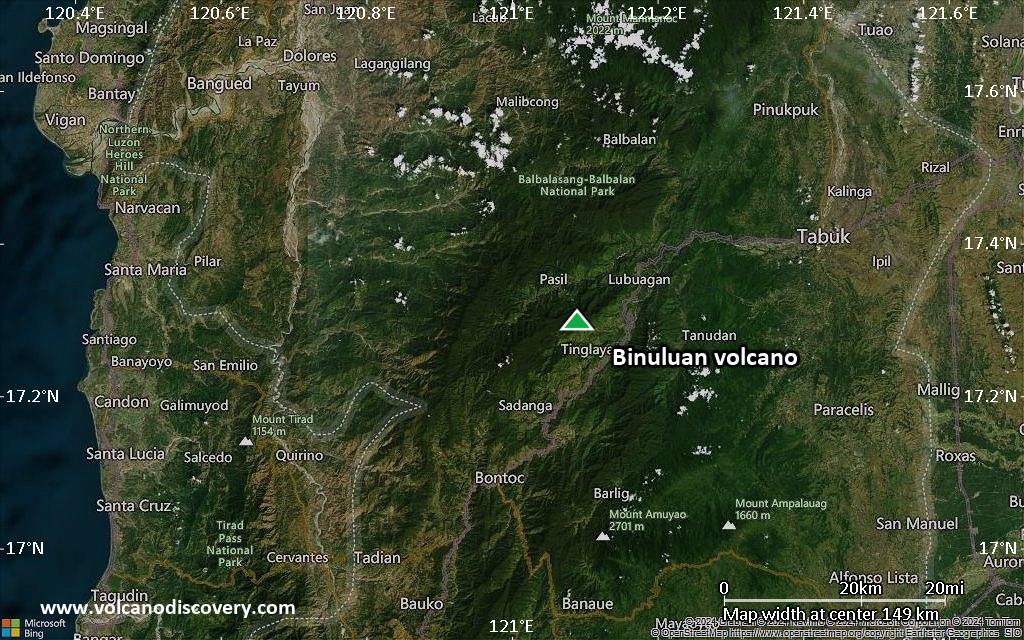 Satellite/aerial-type map of Binuluan volcano (local scale small)