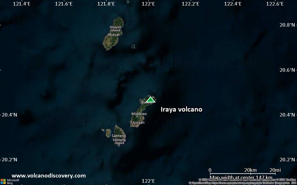 Satellite/aerial-type map of Iraya volcano (local scale small)