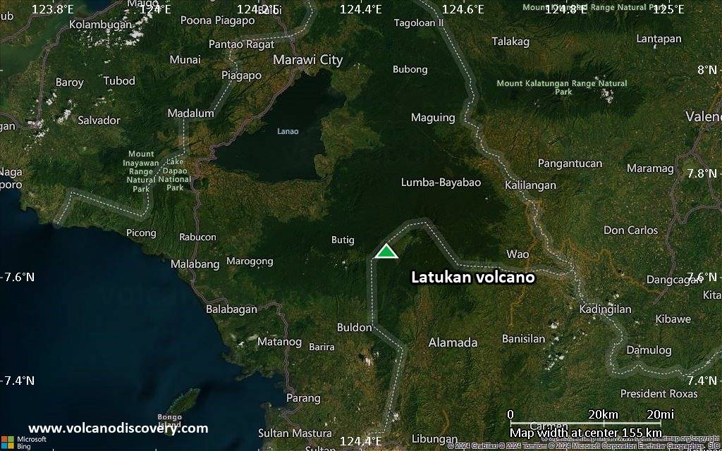 Satellite/aerial-type map of Latukan volcano (local scale small)