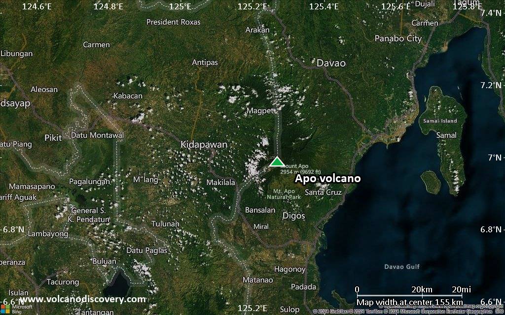 Satellite/aerial-type map of Apo volcano (local scale small)