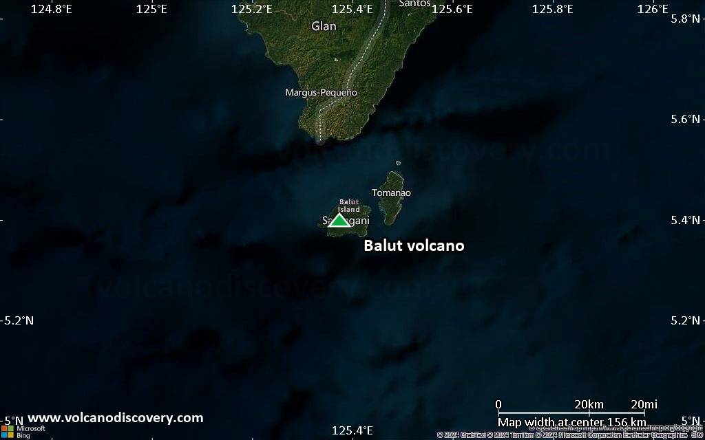 Satellite/aerial-type map of Balut volcano (local scale small)