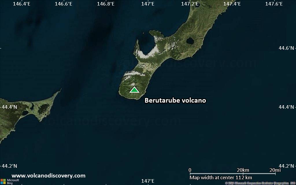 Satellite/aerial-type map of Berutarube volcano (local scale small)