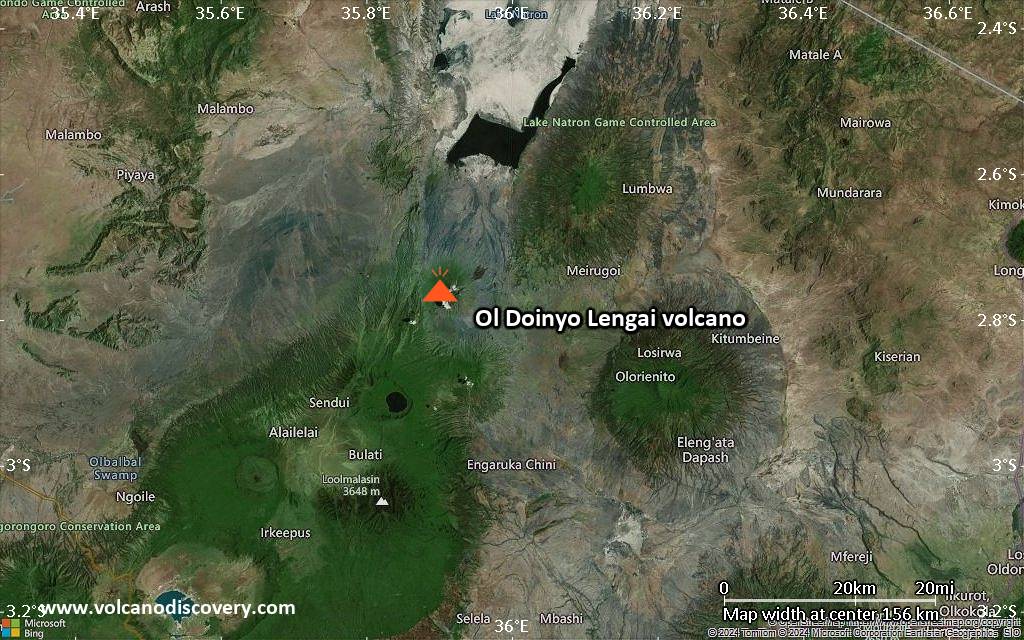 Satellite/aerial-type map of Ol Doinyo Lengai volcano (local scale small)