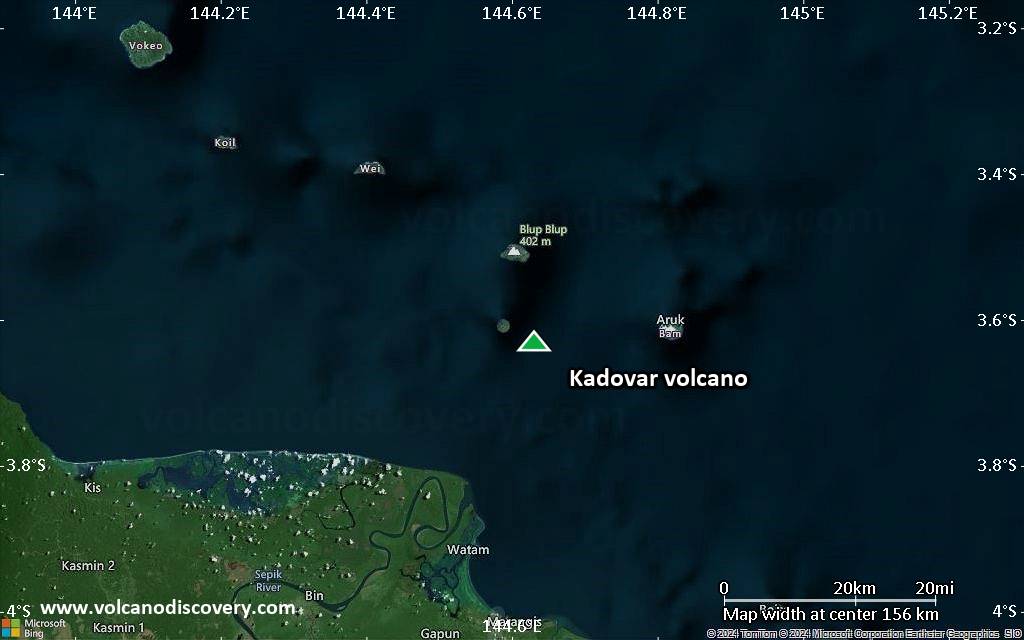 Satellite/aerial-type map of Kadovar volcano (local scale small)