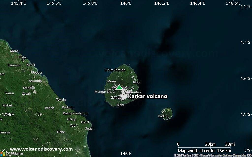 Satellite/aerial-type map of Karkar volcano (local scale small)