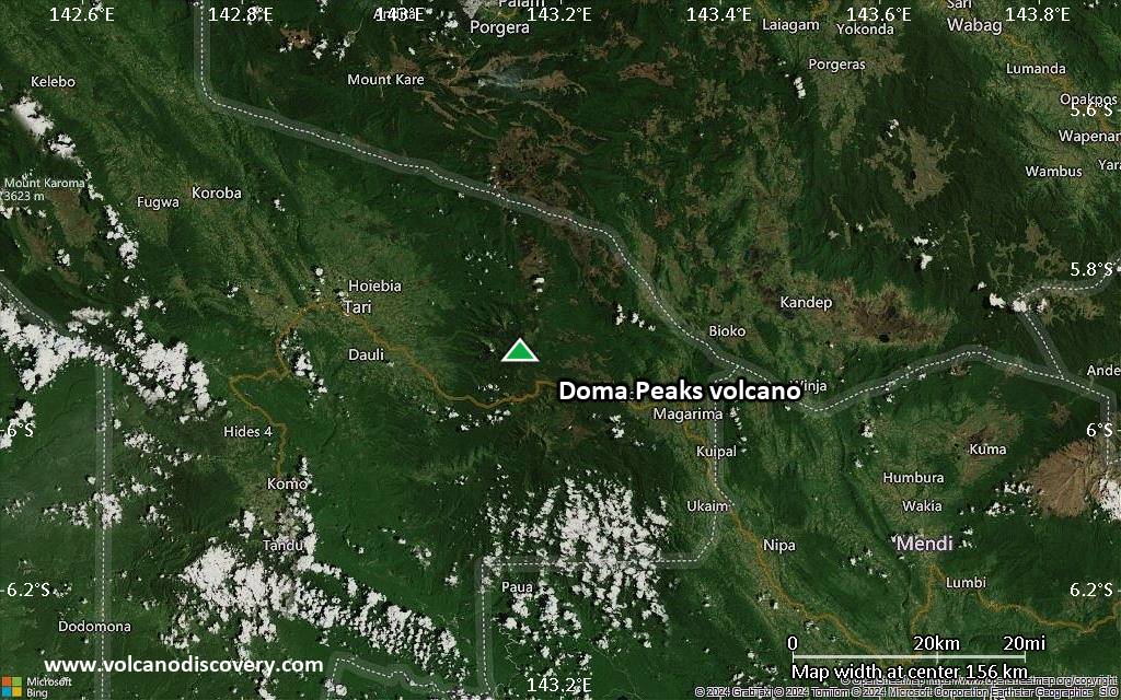 Satellite/aerial-type map of Doma Peaks volcano (local scale small)