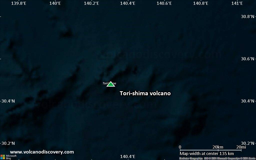 Satellite/aerial-type map of Tori-shima volcano (local scale small)