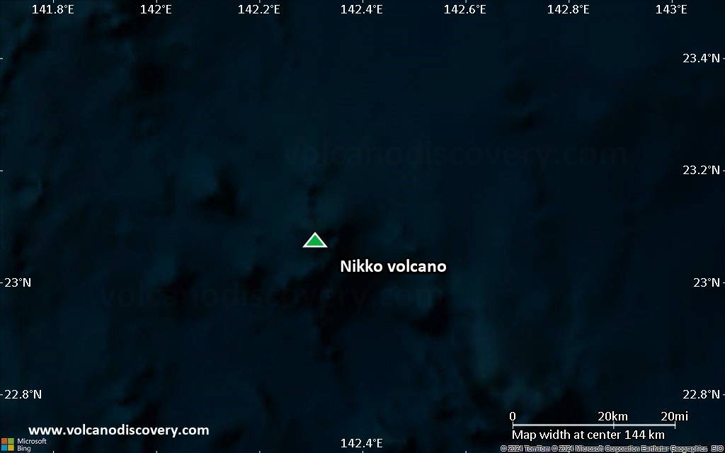 Satellite/aerial-type map of Nikko volcano (local scale small)