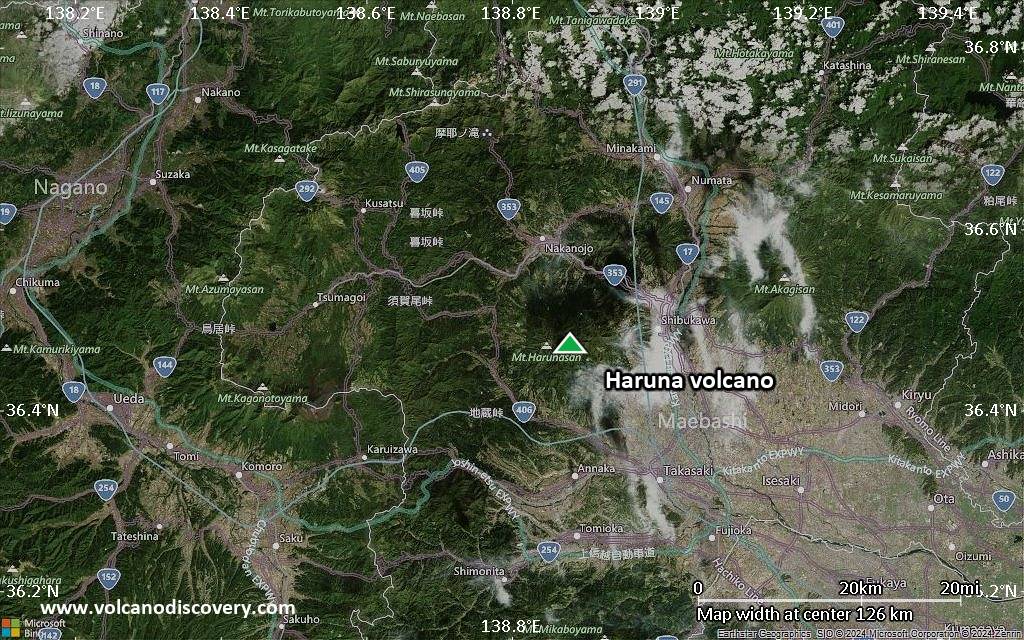 Satellite/aerial-type map of Haruna volcano (local scale small)