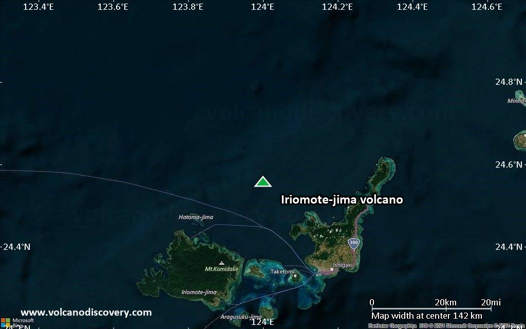 Satellite/aerial-type map of Iriomote-jima volcano (local scale small)