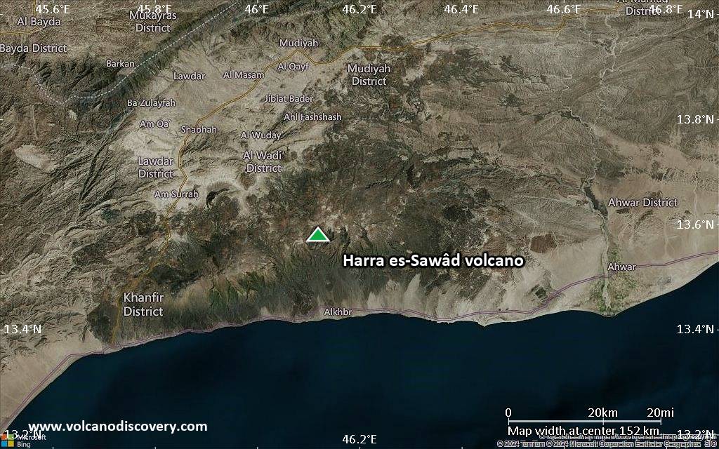 Satellite/aerial-type map of Harra es-Sawâd volcano (local scale small)