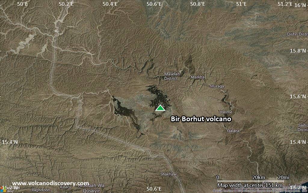 Satellite/aerial-type map of Bir Borhut volcano (local scale small)