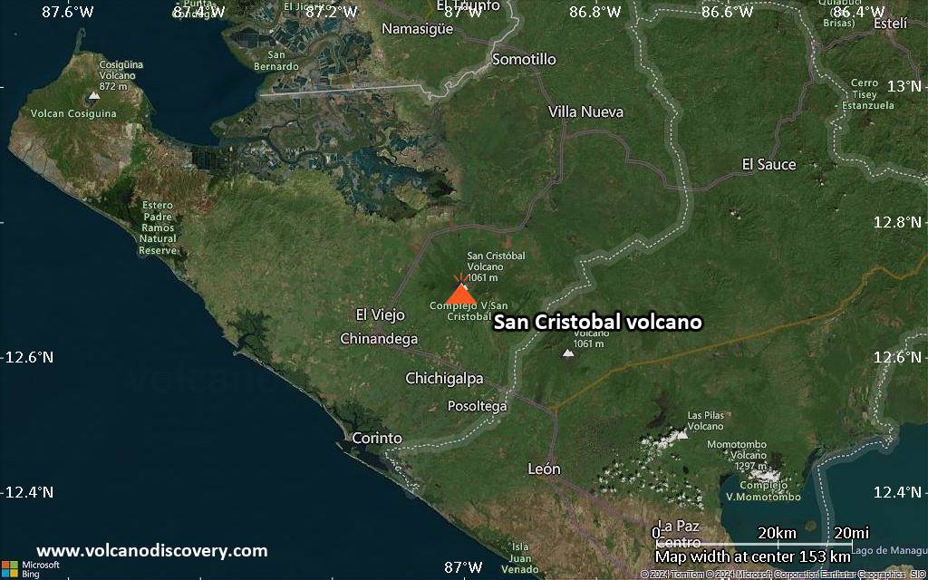 Satellite/aerial-type map of San Cristobal volcano (local scale small)