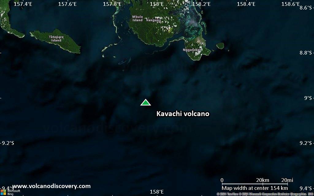 Satellite/aerial-type map of Kavachi volcano (local scale small)