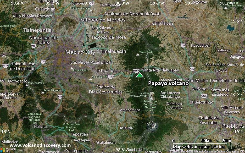 Satellite/aerial-type map of Papayo volcano (local scale small)