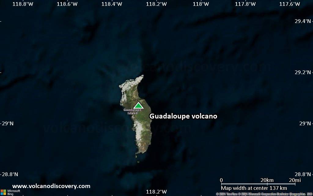 Satellite/aerial-type map of Guadaloupe volcano (local scale small)