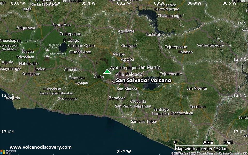 Satellite/aerial-type map of San Salvador volcano (local scale small)