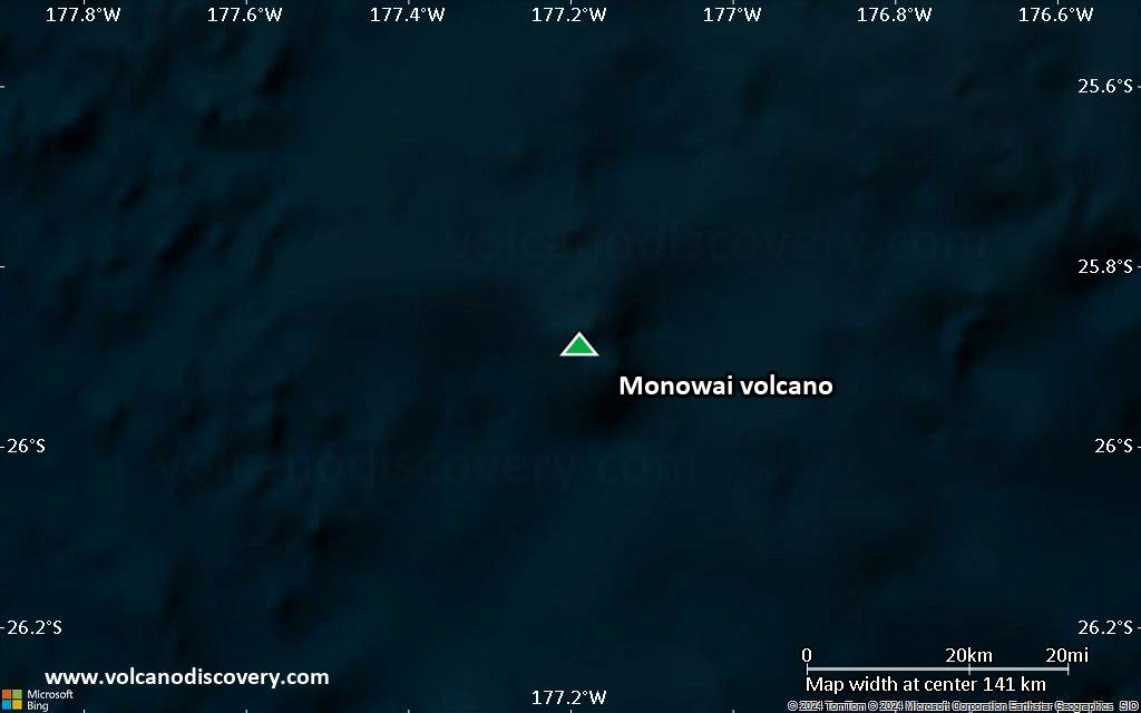 Satellite/aerial-type map of Monowai volcano (local scale small)