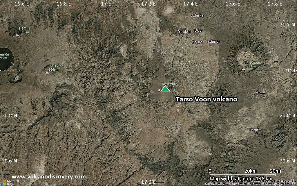 Satellite/aerial-type map of Tarso Voon volcano (local scale small)