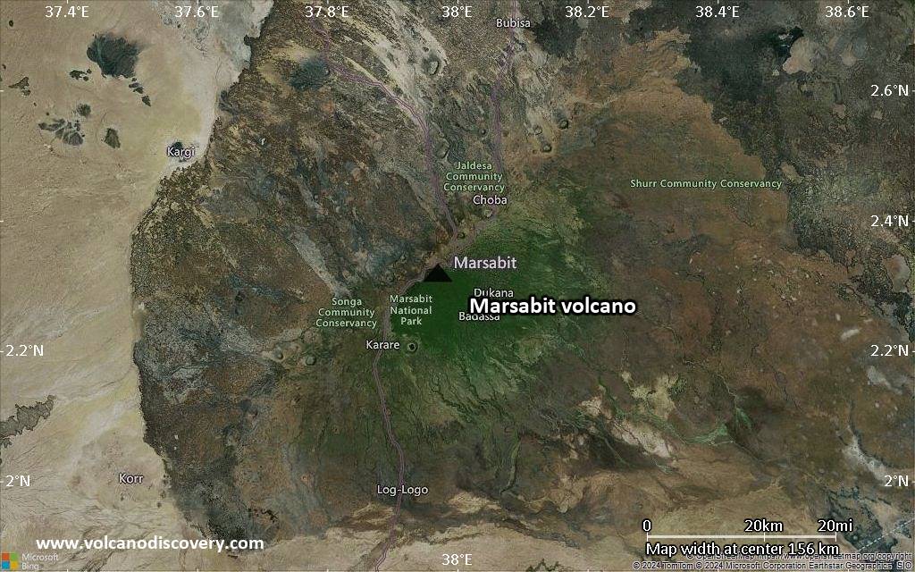 Satellite/aerial-type map of Marsabit volcano (local scale small)