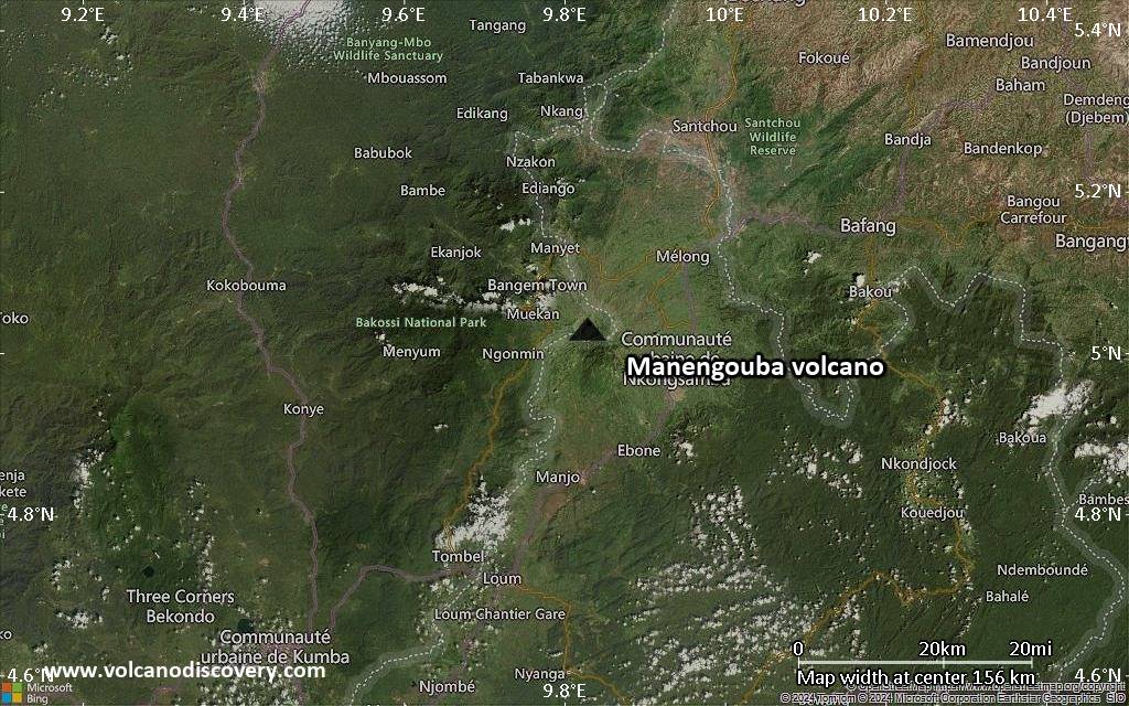 Satellite/aerial-type map of Manengouba volcano (local scale small)