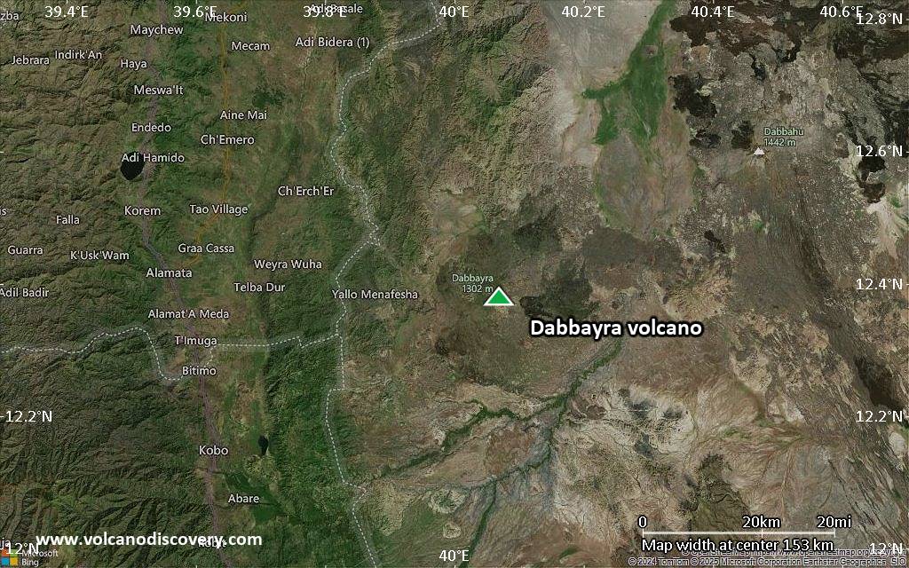 Satellite/aerial-type map of Dabbayra volcano (local scale small)