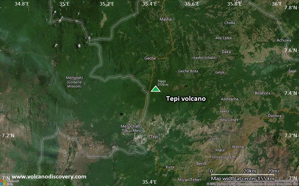 Satellite/aerial-type map of Tepi volcano (local scale small)