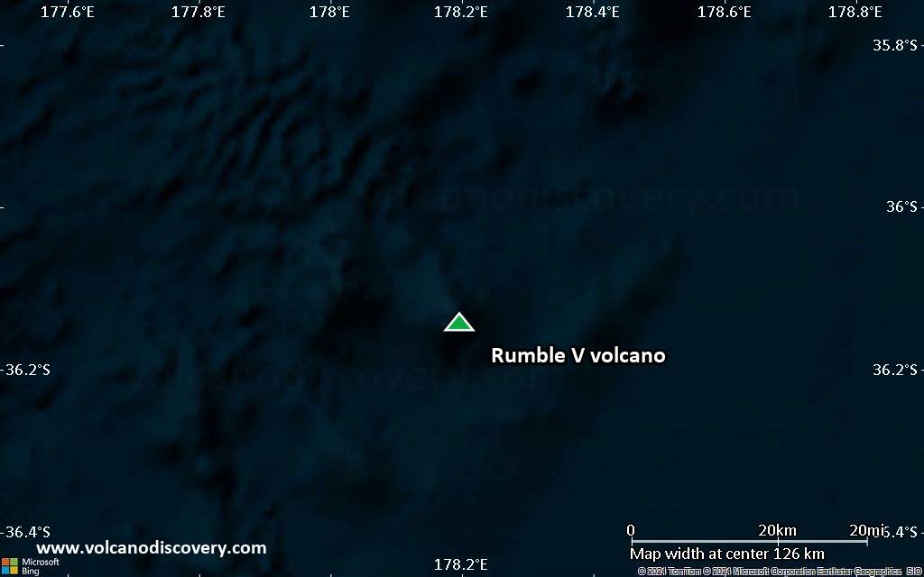 Satellite/aerial-type map of Rumble V volcano (local scale small)