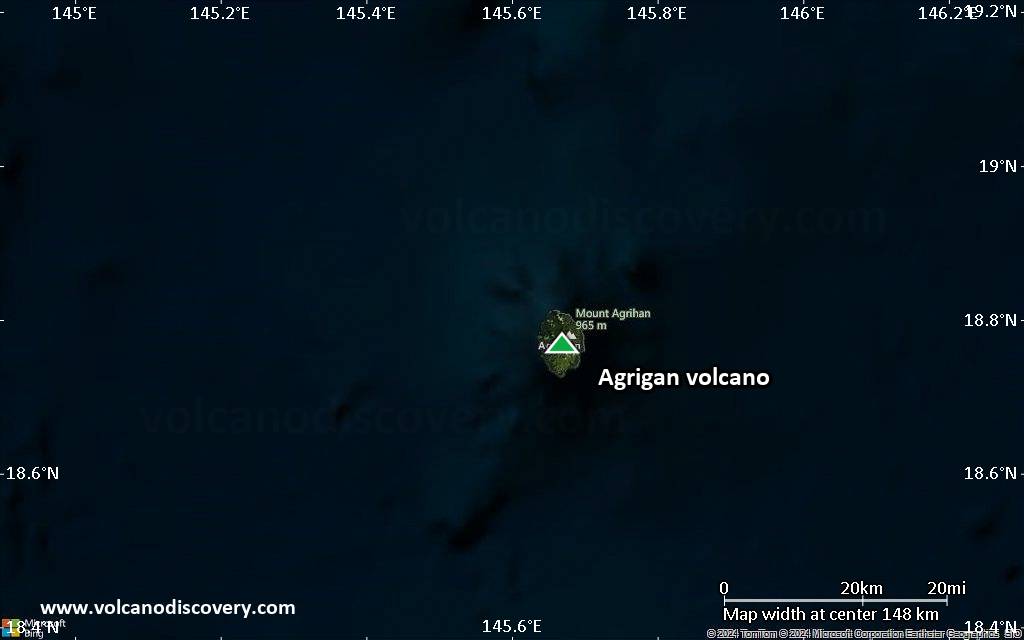 Satellite/aerial-type map of Agrigan volcano (local scale small)