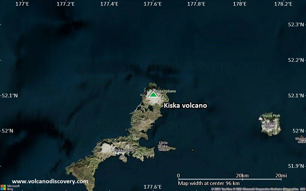 Satellite/aerial-type map of Kiska volcano (local scale small)