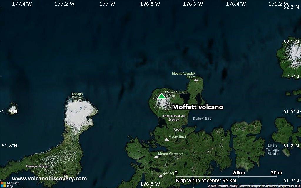 Satellite/aerial-type map of Moffett volcano (local scale small)