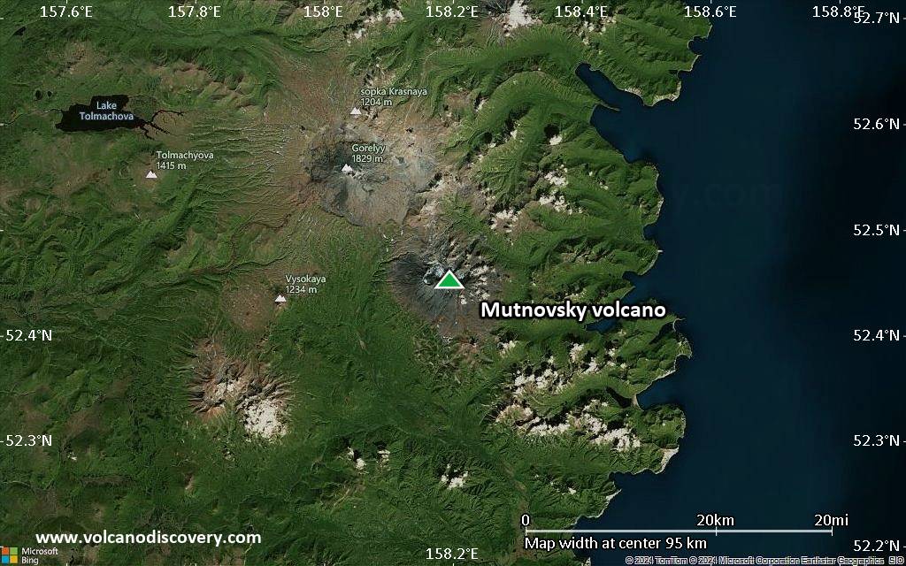 Satellite/aerial-type map of Mutnovsky volcano (local scale small)