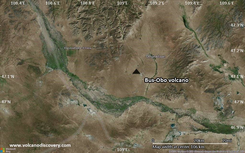 Satellite/aerial-type map of Bus-Obo volcano (local scale small)