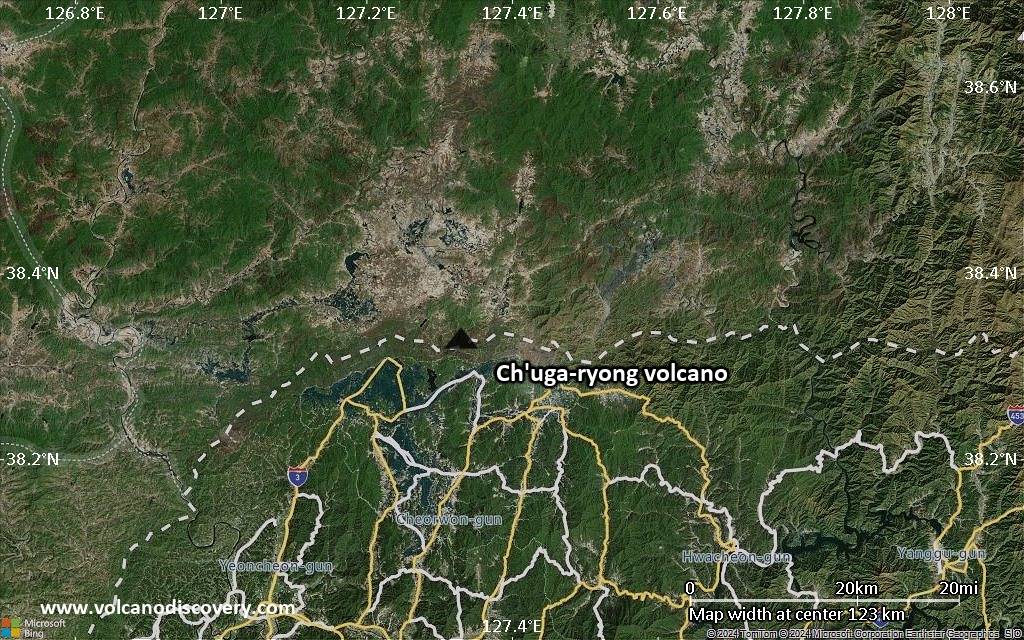 Satellite/aerial-type map of Ch'uga-ryong volcano (local scale small)
