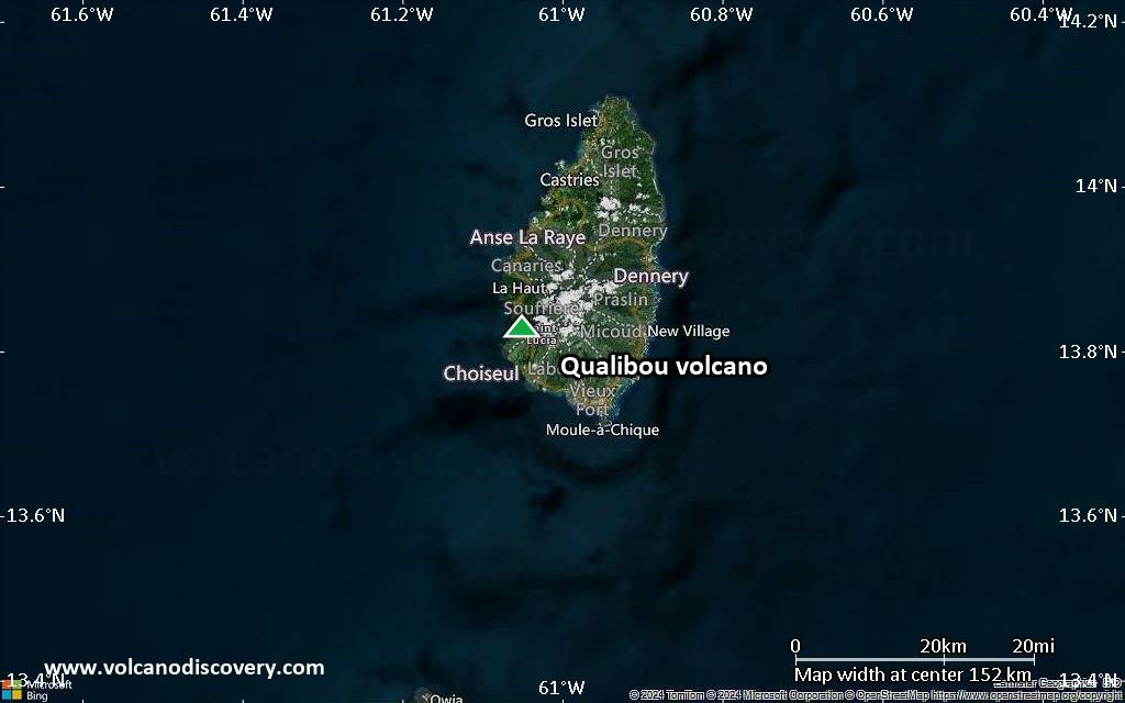 Satellite/aerial-type map of Qualibou volcano (local scale small)