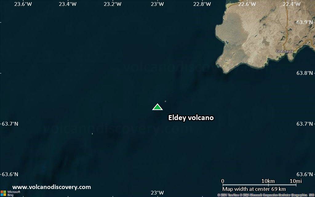 Satellite/aerial-type map of Eldey volcano (local scale small)