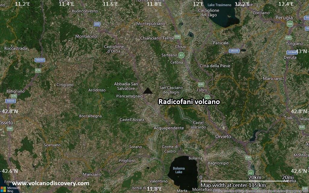 Satellite/aerial-type map of Radicofani volcano (local scale small)